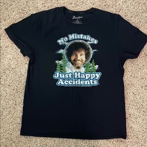 S-O-L-D. 
Bob Ross Black Vintage Graphic Short Sleeve Tee